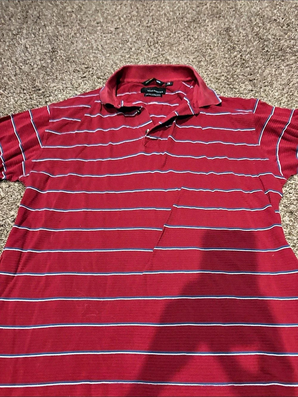 Greg Norman Striped Polo in Red & Blue Size Large